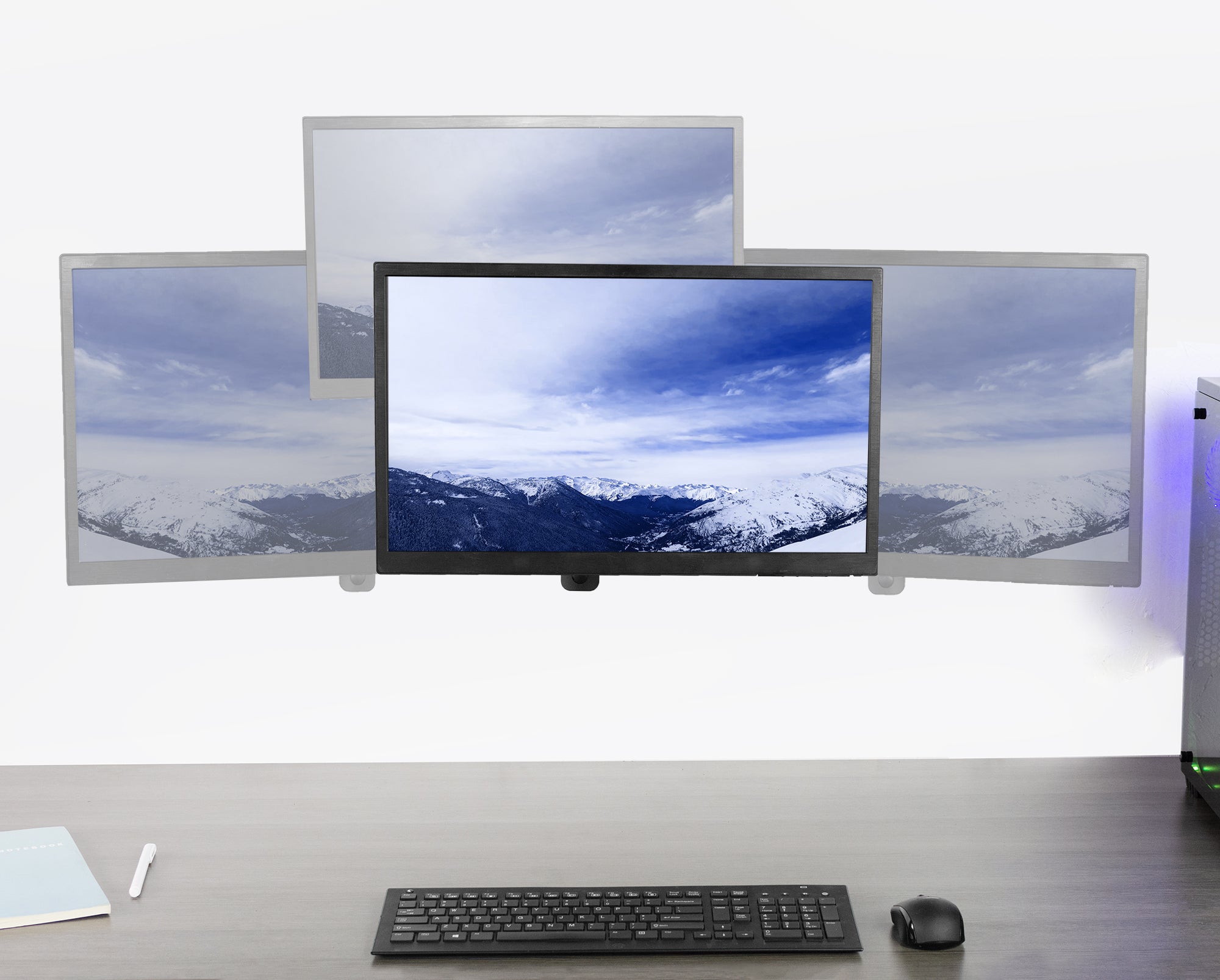 Sturdy ergonomic aluminum single monitor wall mount.