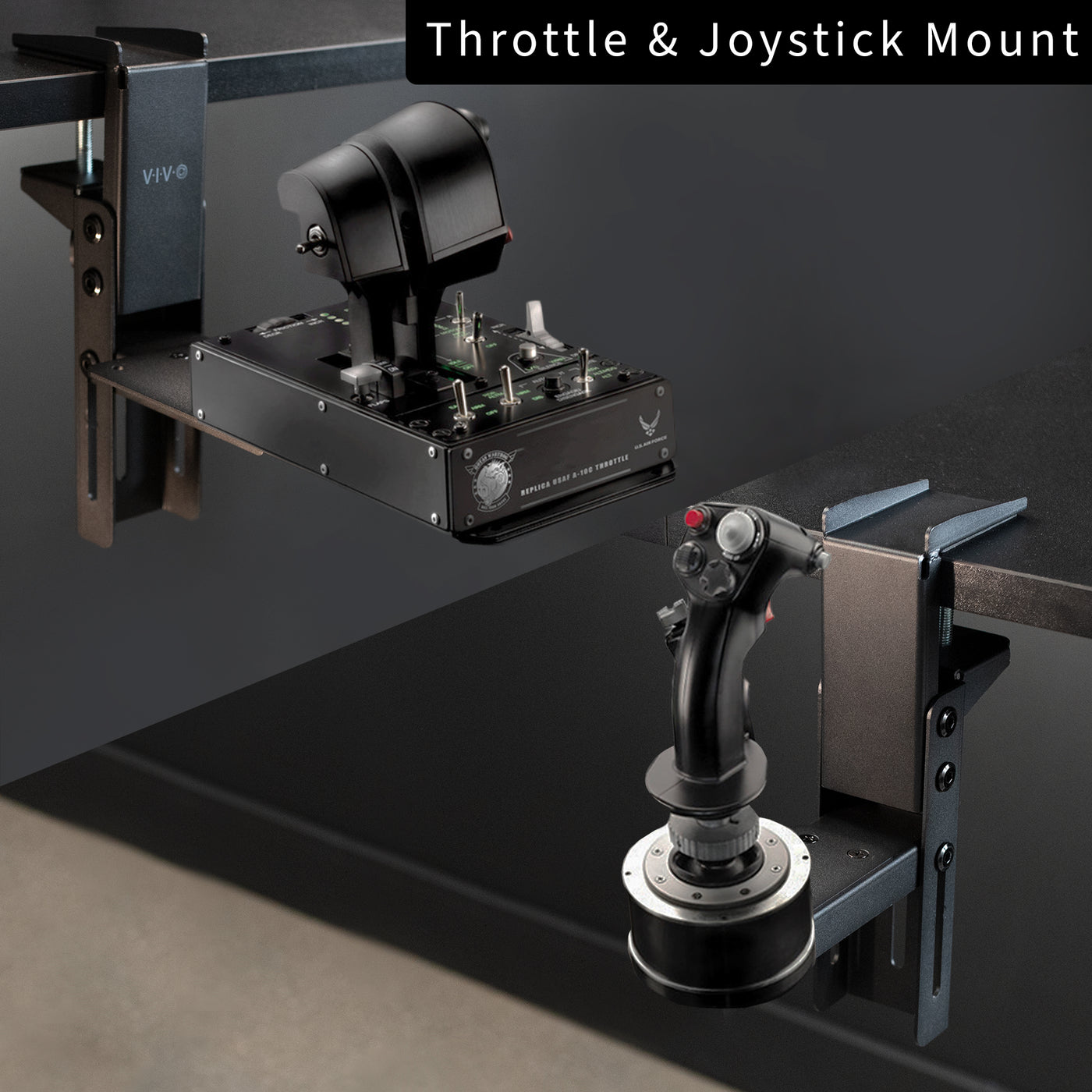Steel Clamp-on Joystick and Throttle Mount Designed ONLY for Thrustmaster Hotas Warthog Dual Throttle System for Windows, Attaches to Desks up to 2.3 inches Thick