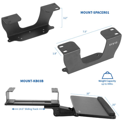 Dimensions and weight capacity with a sliding track.