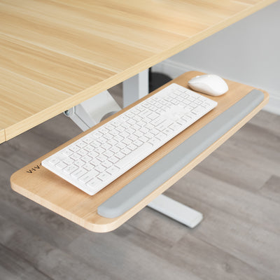Ergonomic under desk keyboard tray mount attachment.
