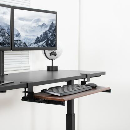 Ergonomic under desk keyboard tray mount attachment.