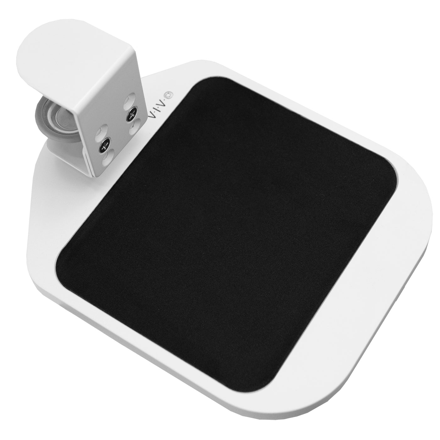 Lightweight clamp-on adjustable mouse pad platform for comfortable ergonomic use.