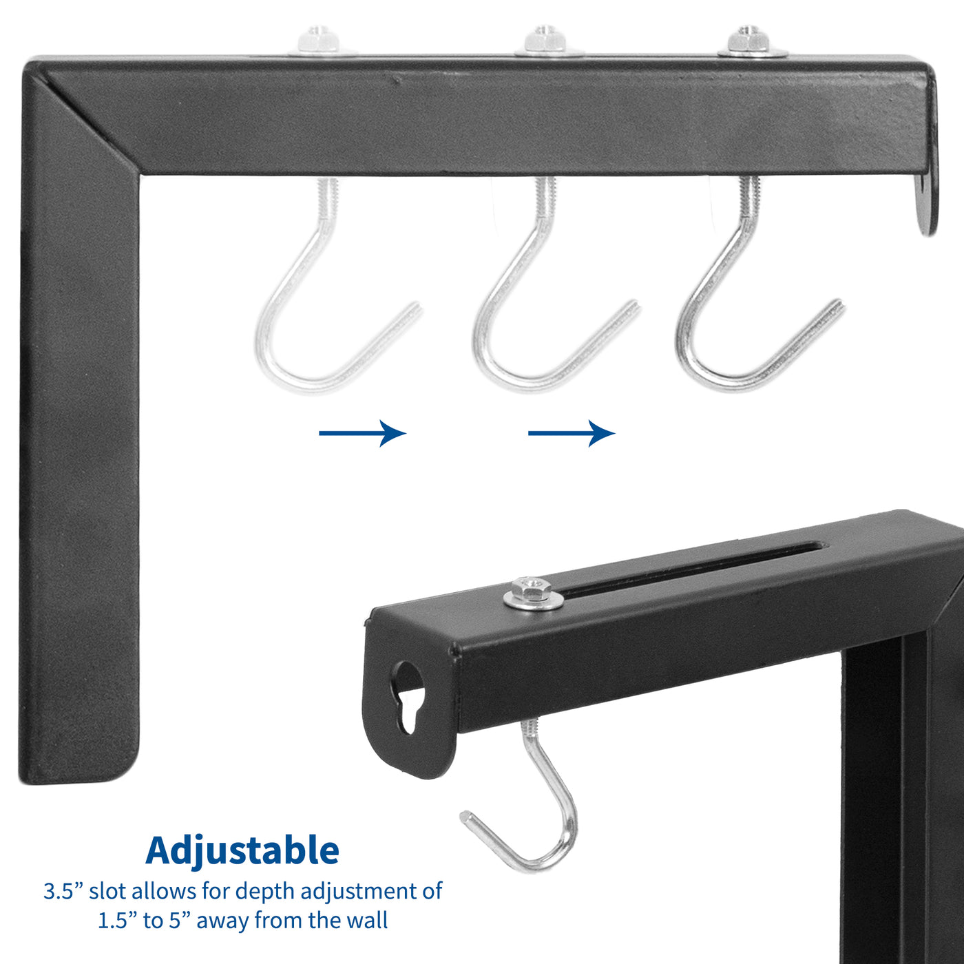 Adjustment slot provided along hook slot to best adapt to space along the wall.