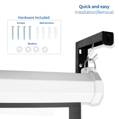 Quick and easy installation and removal so you can have your projector screen up in no time.