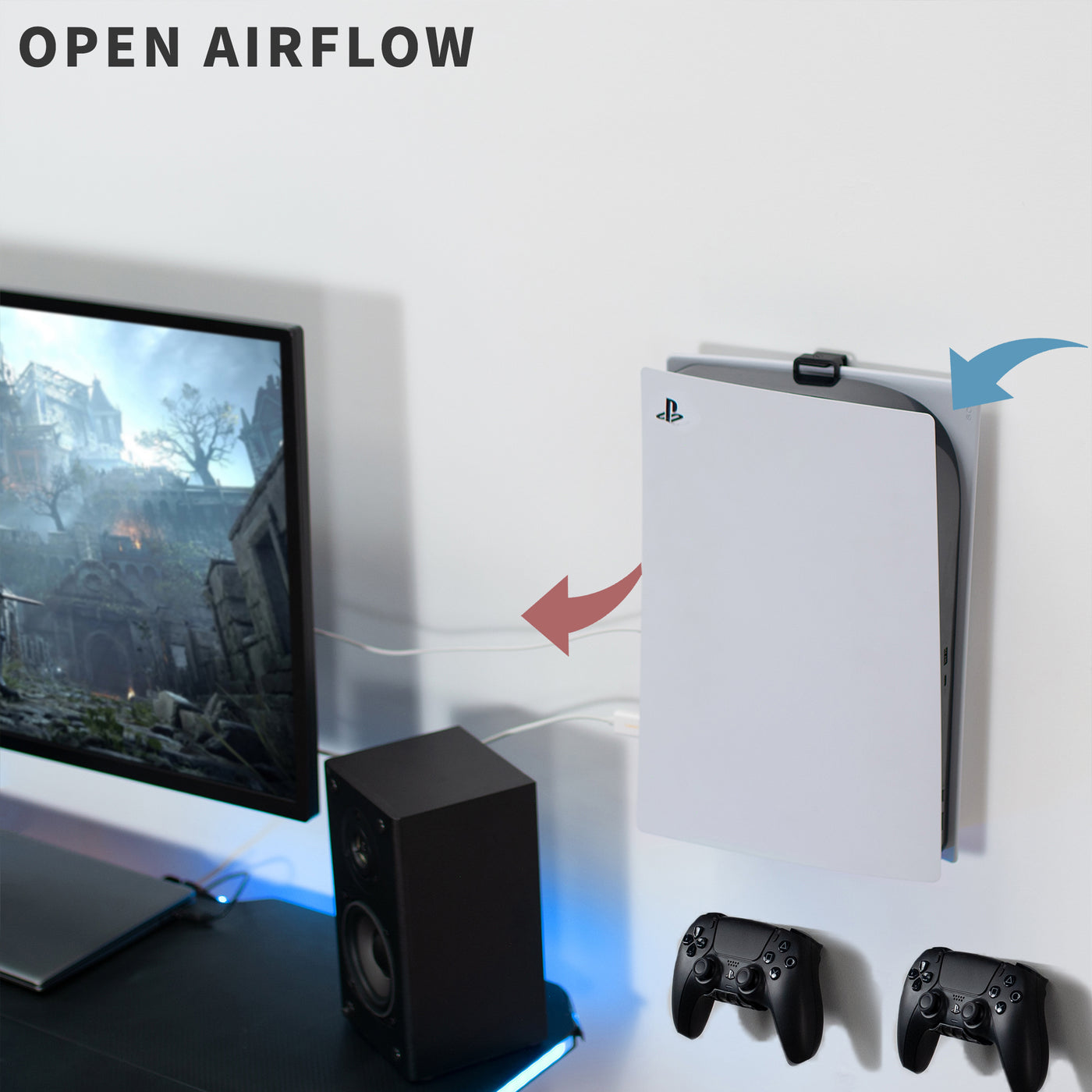 The wall mount allows for airflow to keep your Playstation from overheating.