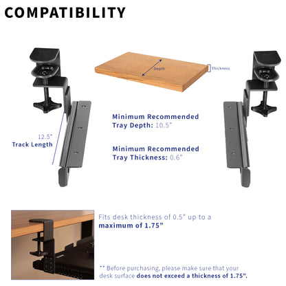 Sturdy height adjustable clamp and rail set for custom wood tray.