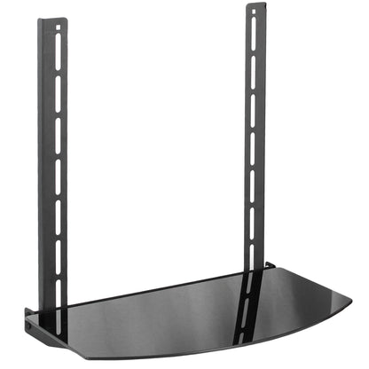 Sturdy over-under TV glass VESA attach shelf.