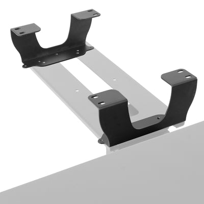 Dual spacer brackets for under-desk keyboard tray mount.