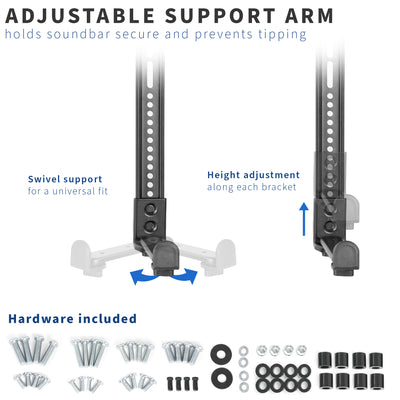 Brackets are adjustable with swivel and height adjustment to best fit your setup.