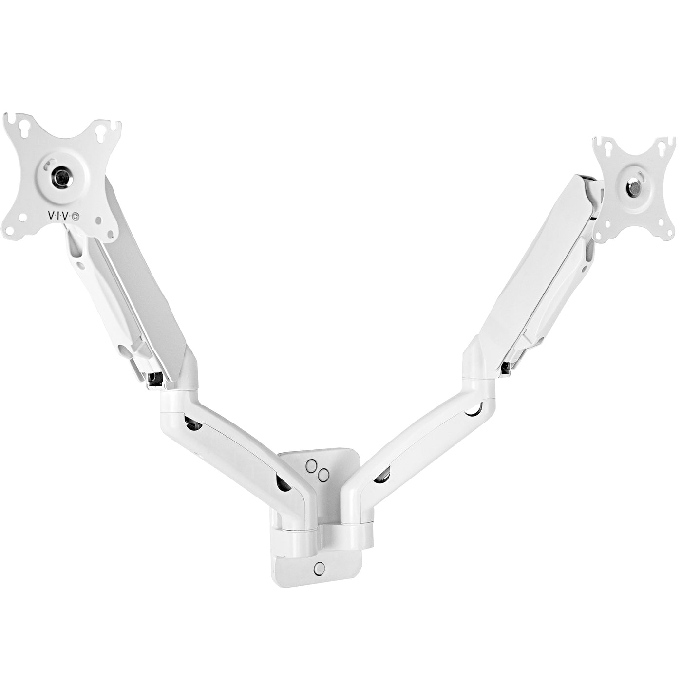 Sturdy adjustable pneumatic arm dual monitor ergonomic wall mount for office workstation.