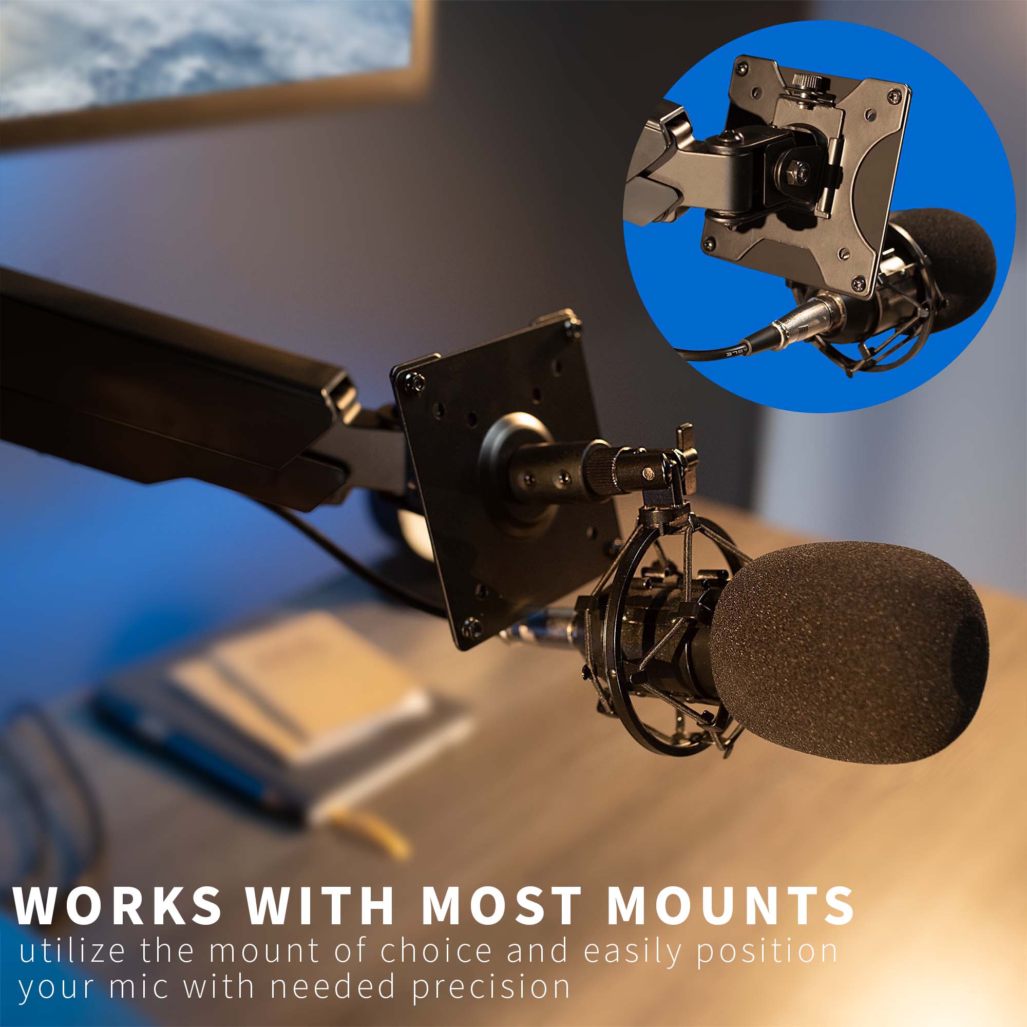 Compatible convenient desktop workstation microphone mount VESA adapter kit.