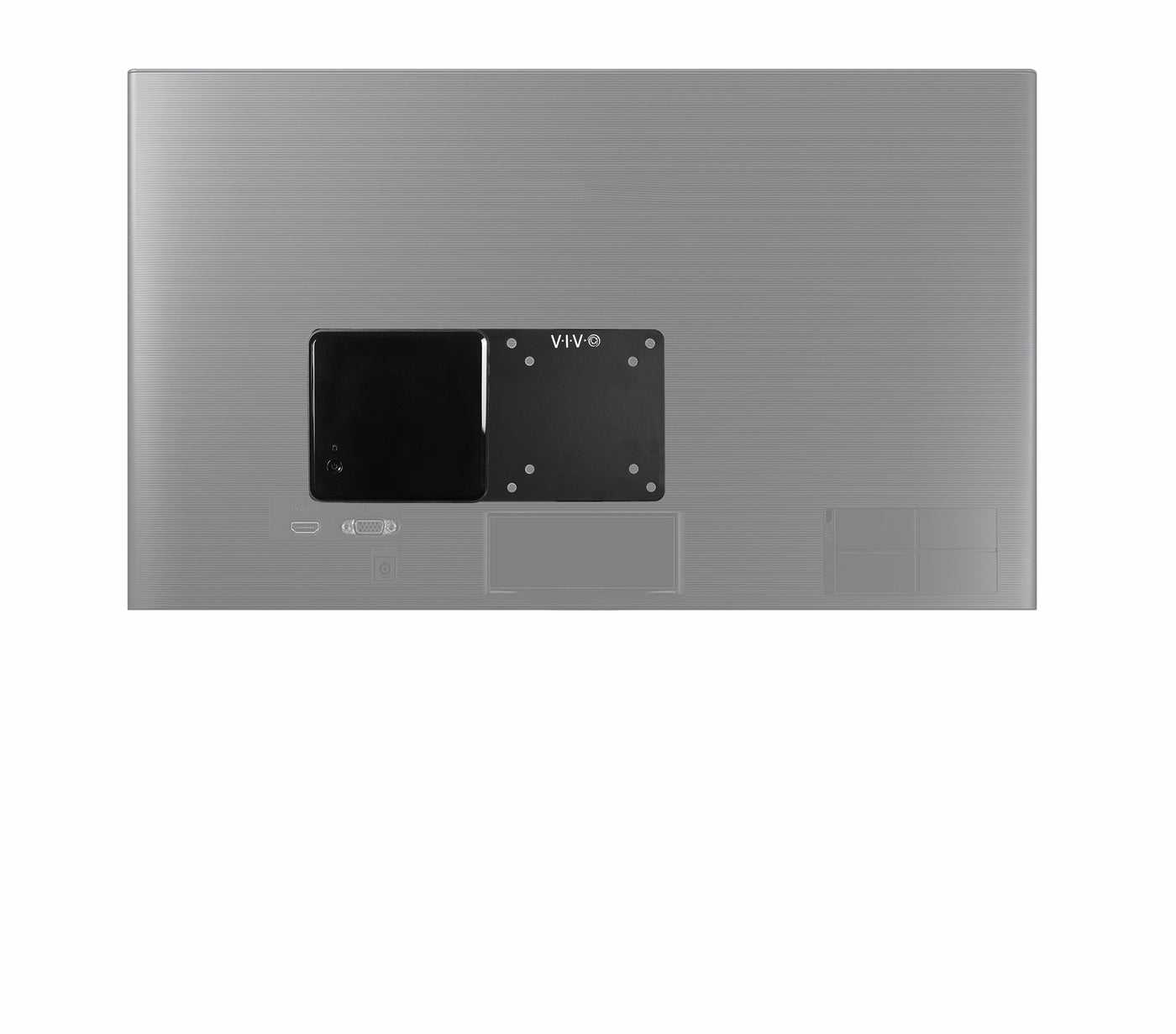 VESA Intel NUC plate showcasing where the extended part of the bracket lands on the back of your monitor.