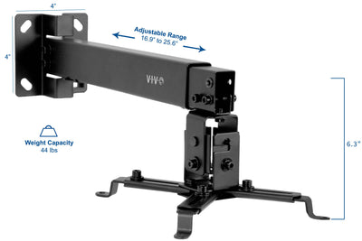 Adjustable projector mount with adjustable range to best fit your space.