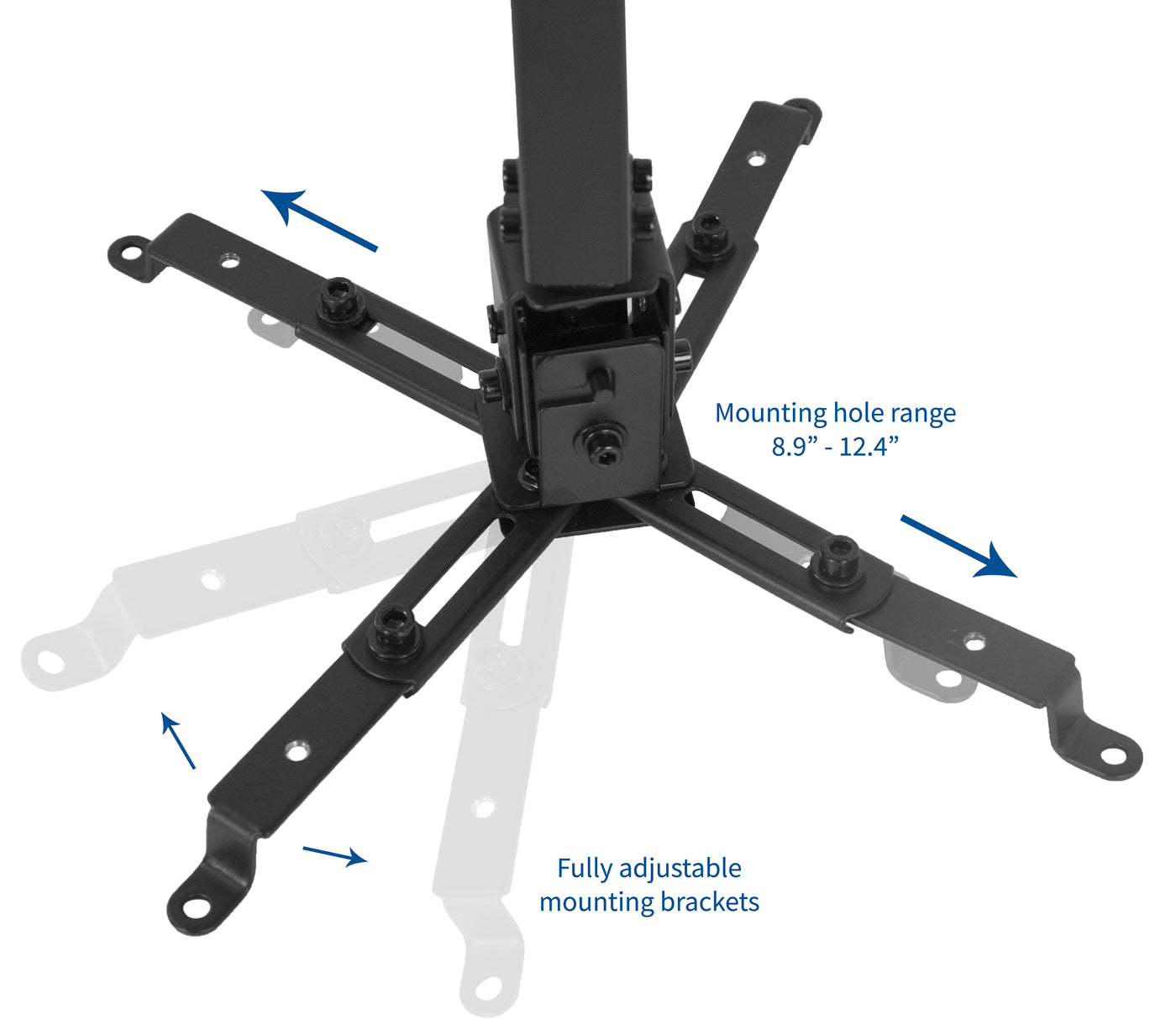 Mounting hole brackets are adjustable to fit your projector.