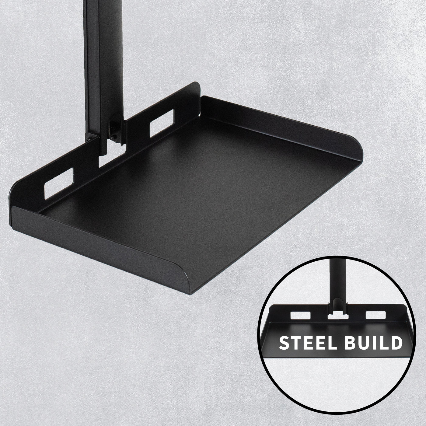 Sturdy structure with a solid steel design for secure projector setup.
