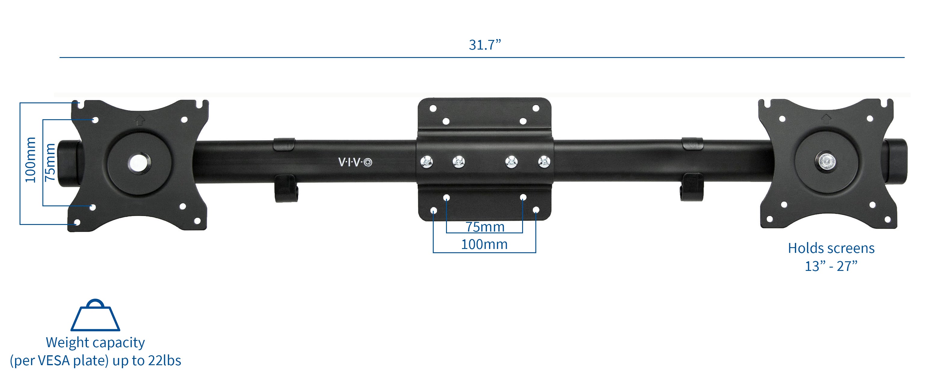 Specifications and plate dimensions of VESA plates with standard compatibility.