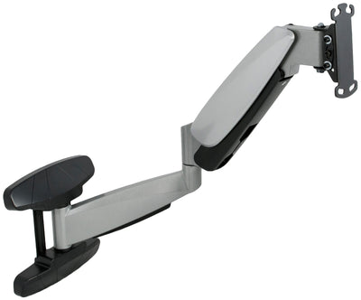Pneumatic TV wall arm with adjustments to attain the most comfortable viewing angles.