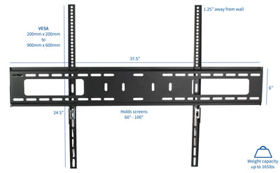 Sturdy adjustable extra large TV wall mount with VESA design.