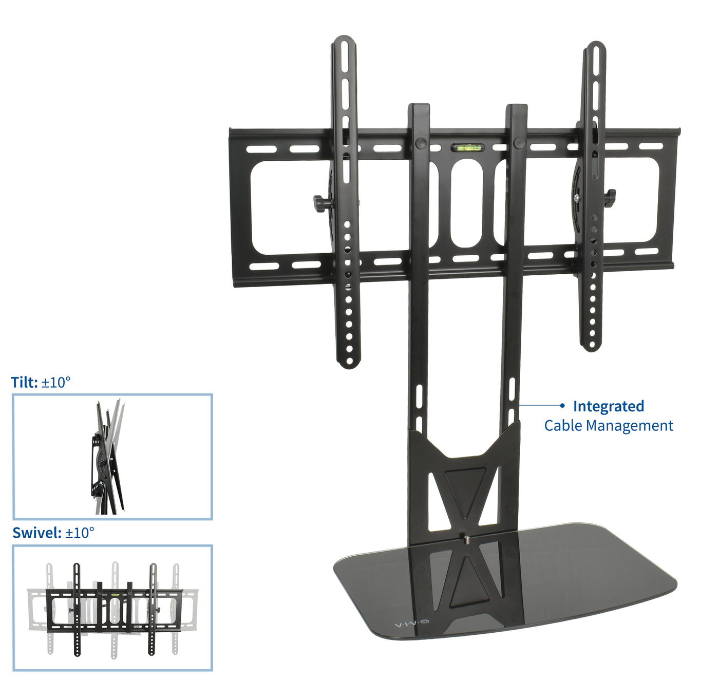 Sturdy adjustable TV wall mount with cable management and tilt and swivel.
