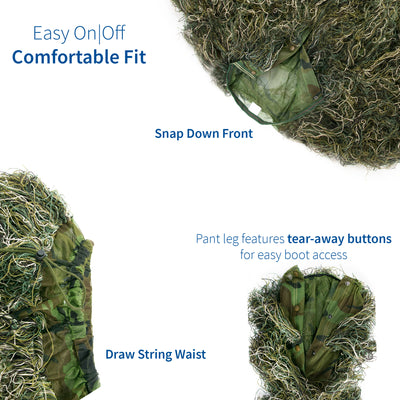 On and off comfortable fit of the snap-down top and draw waist pants.