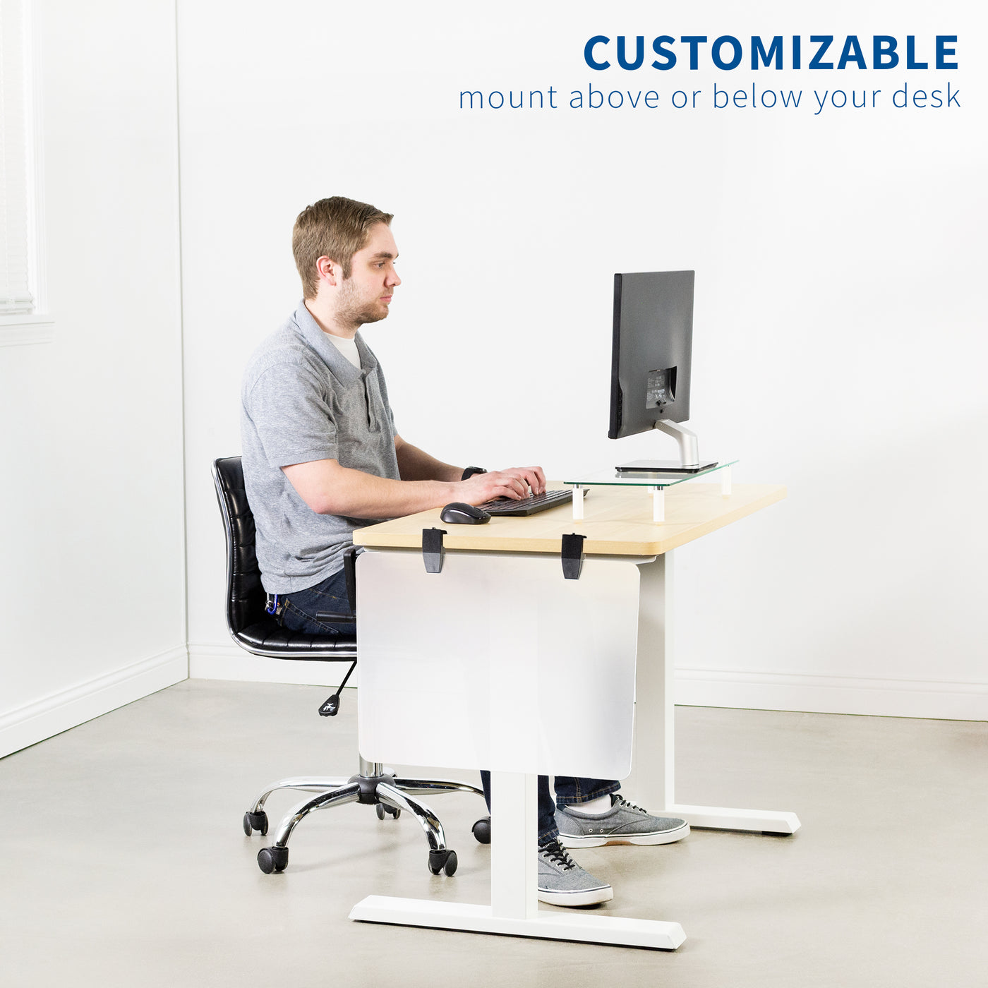 customizable Frosted Clamp-on Desk Privacy Panels