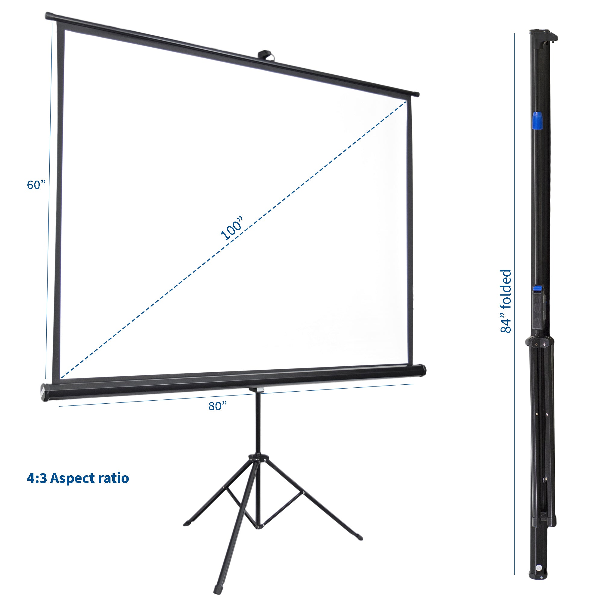 100" Portable Tripod Projector Screen 4:3