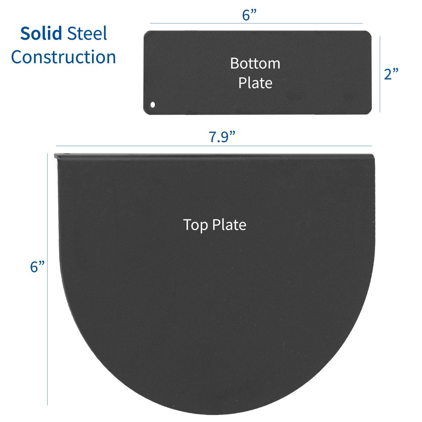 Solid steel bottom and top plate for even weight dispersion.