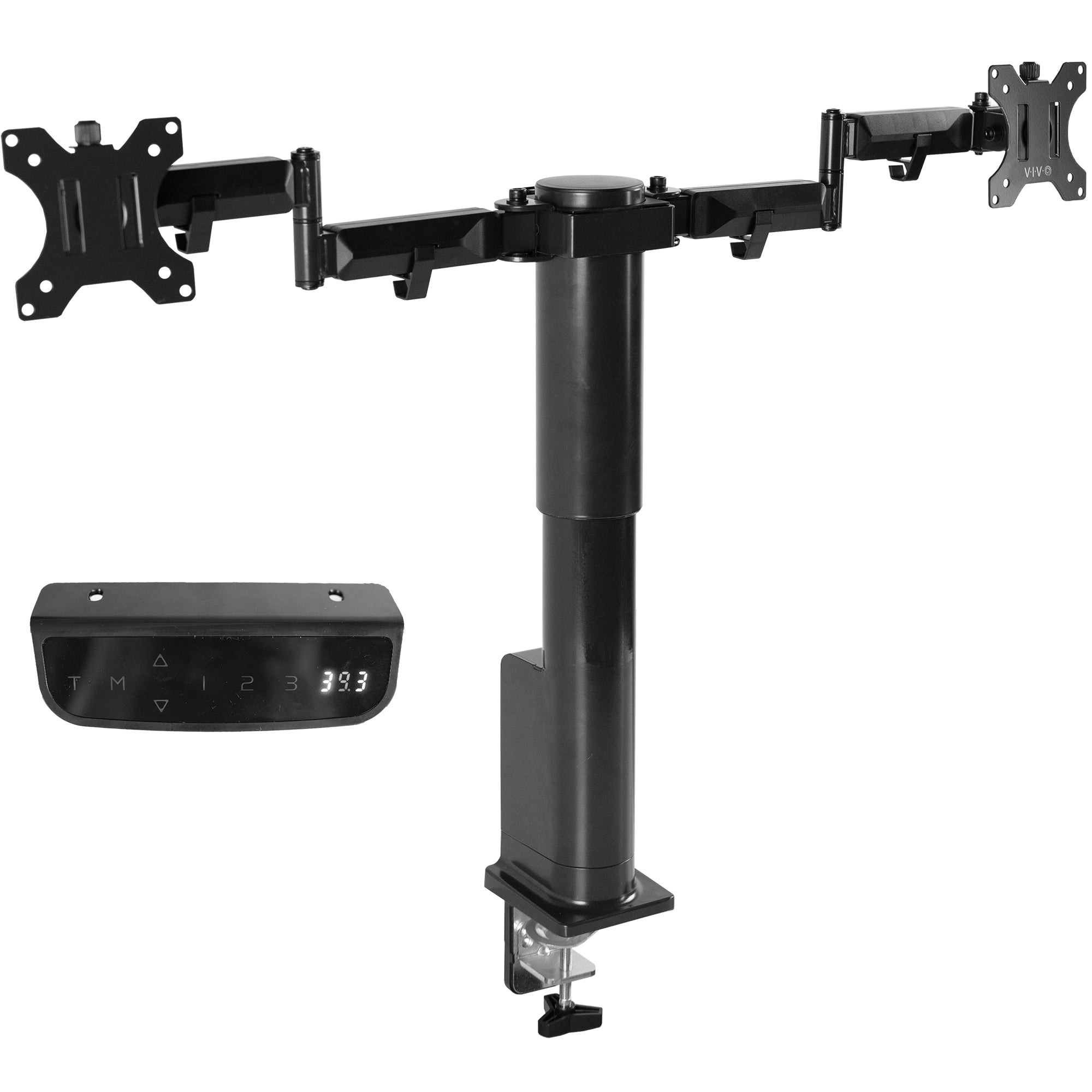 Black Electric Dual Monitor Arms