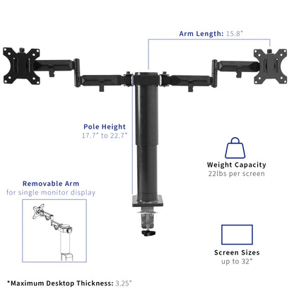 Electric Dual 20" to 32" Monitor Arms