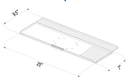 Length and dimensions of black versatile keyboard and mouse tray.