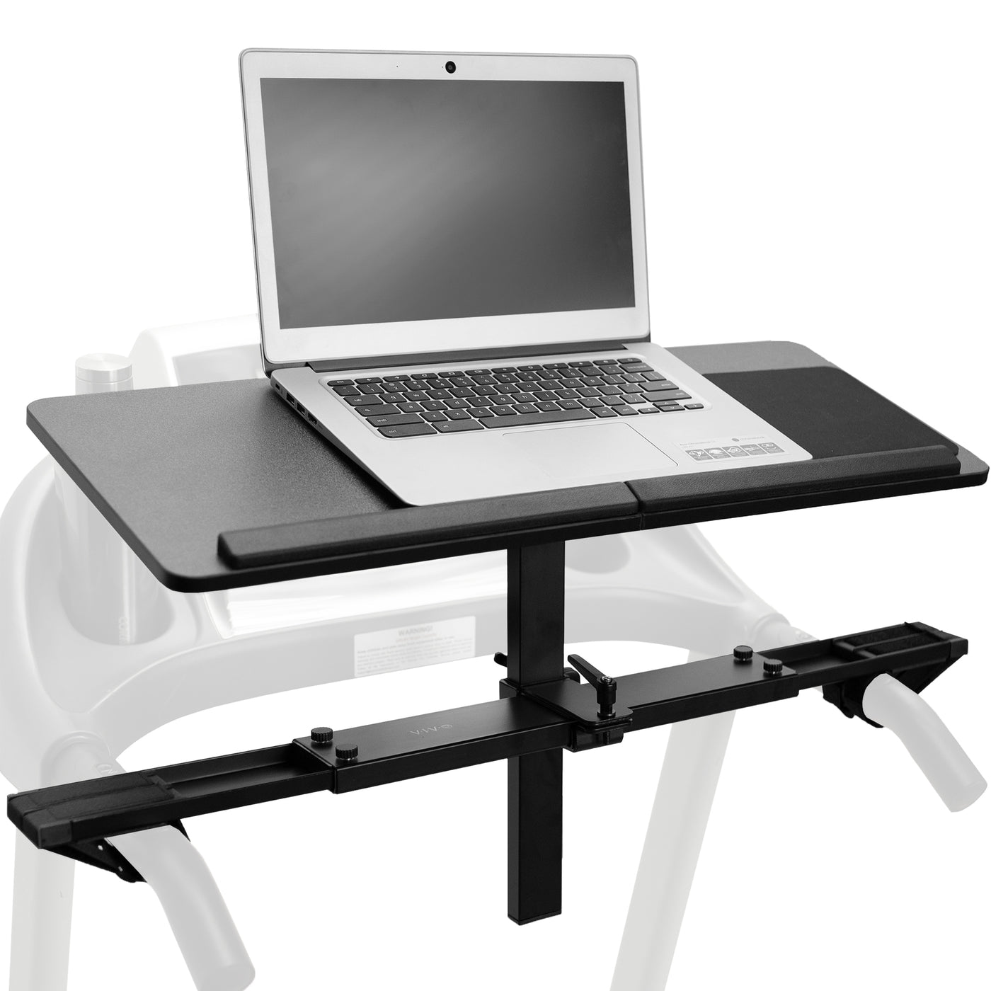 Sturdy height adjustable laptop desk riser platform for a treadmill. 