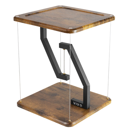 Rustic tensegrity anti-gravity floating speaker stand for improved sound and display.