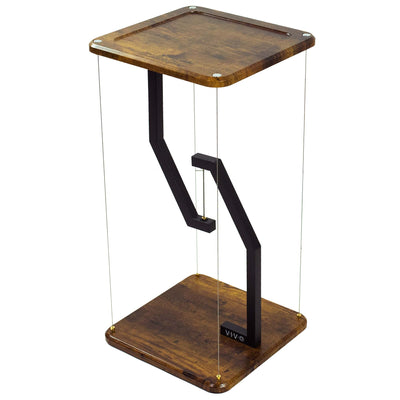 Rustic floating tensegrity speaker floor stand for enhanced sound system.