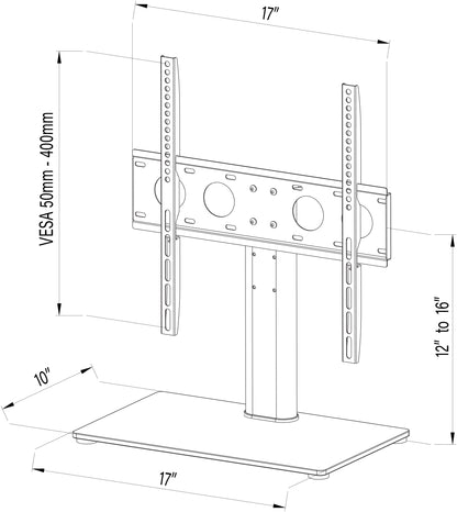 Heavy-duty tabletop TV stand.