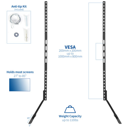 Ranging VESA plate patterns to fit most TVs on the market.