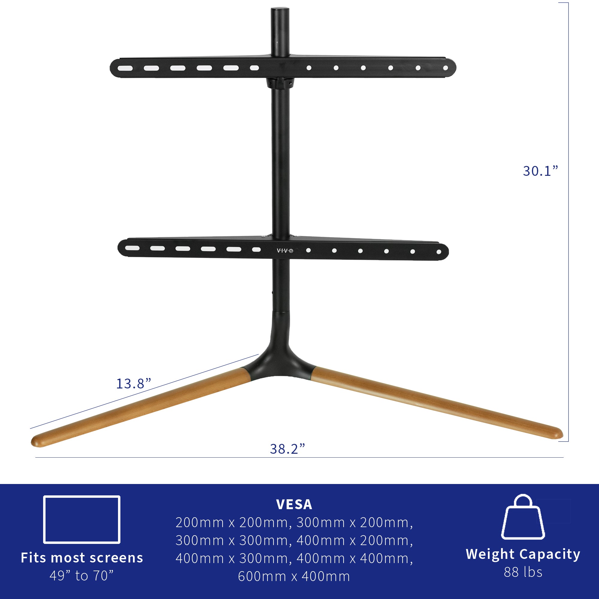 Sturdy height adjustable TV stand.