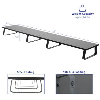 Sturdy tabletop riser for laptop or monitor for comfortable viewing.