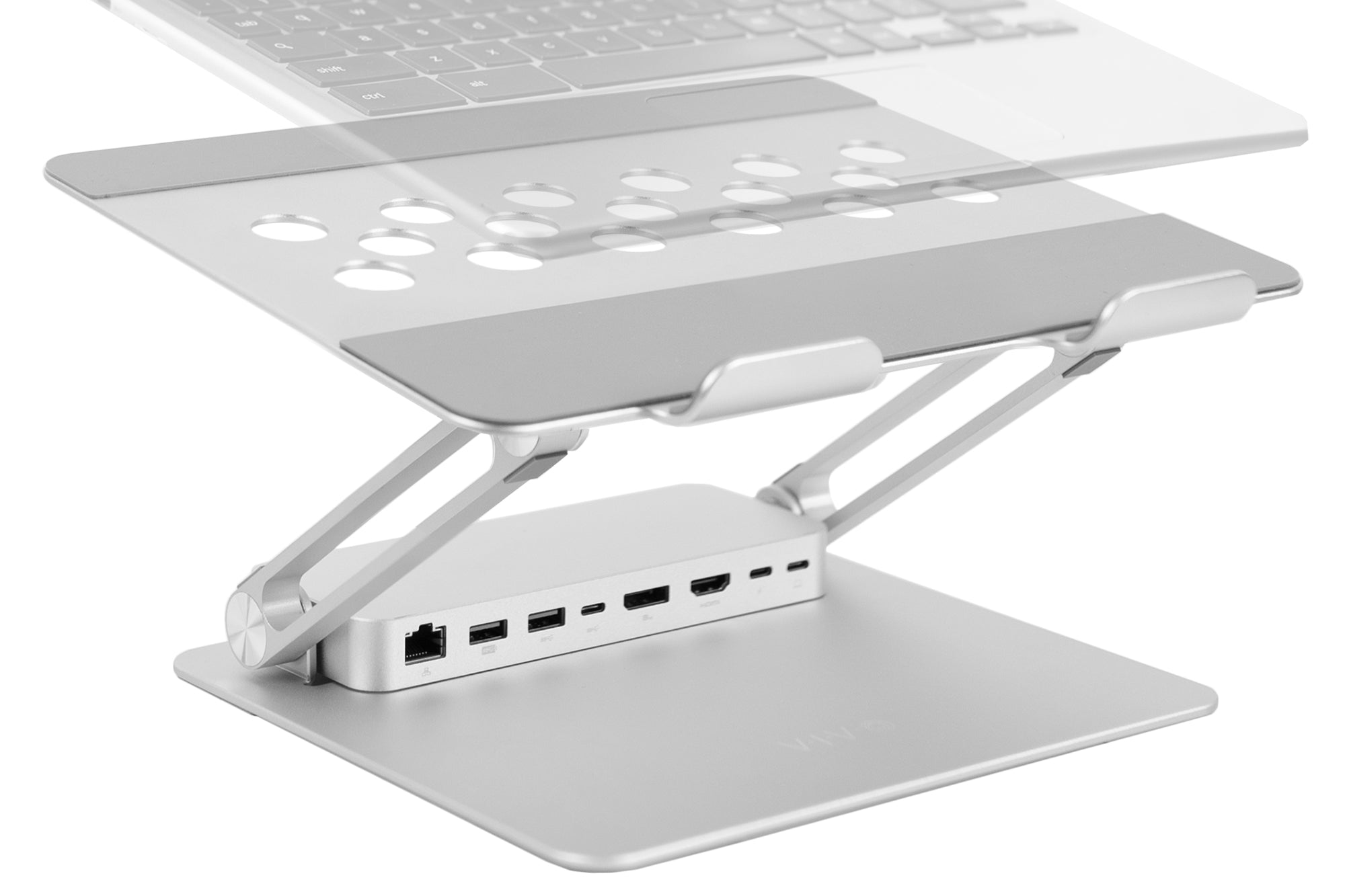 Folding aluminum laptop riser.