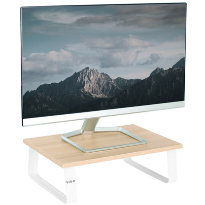 Sturdy tabletop riser for laptop or monitor for comfortable viewing.