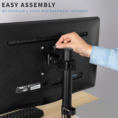 Easy assembly with all tools and hardware included to get your monitor up and mounted in no time.
