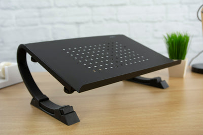  Sturdy and adjustable black laptop stand.