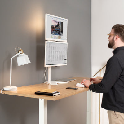 Dual Vertical Monitor Desk Stand