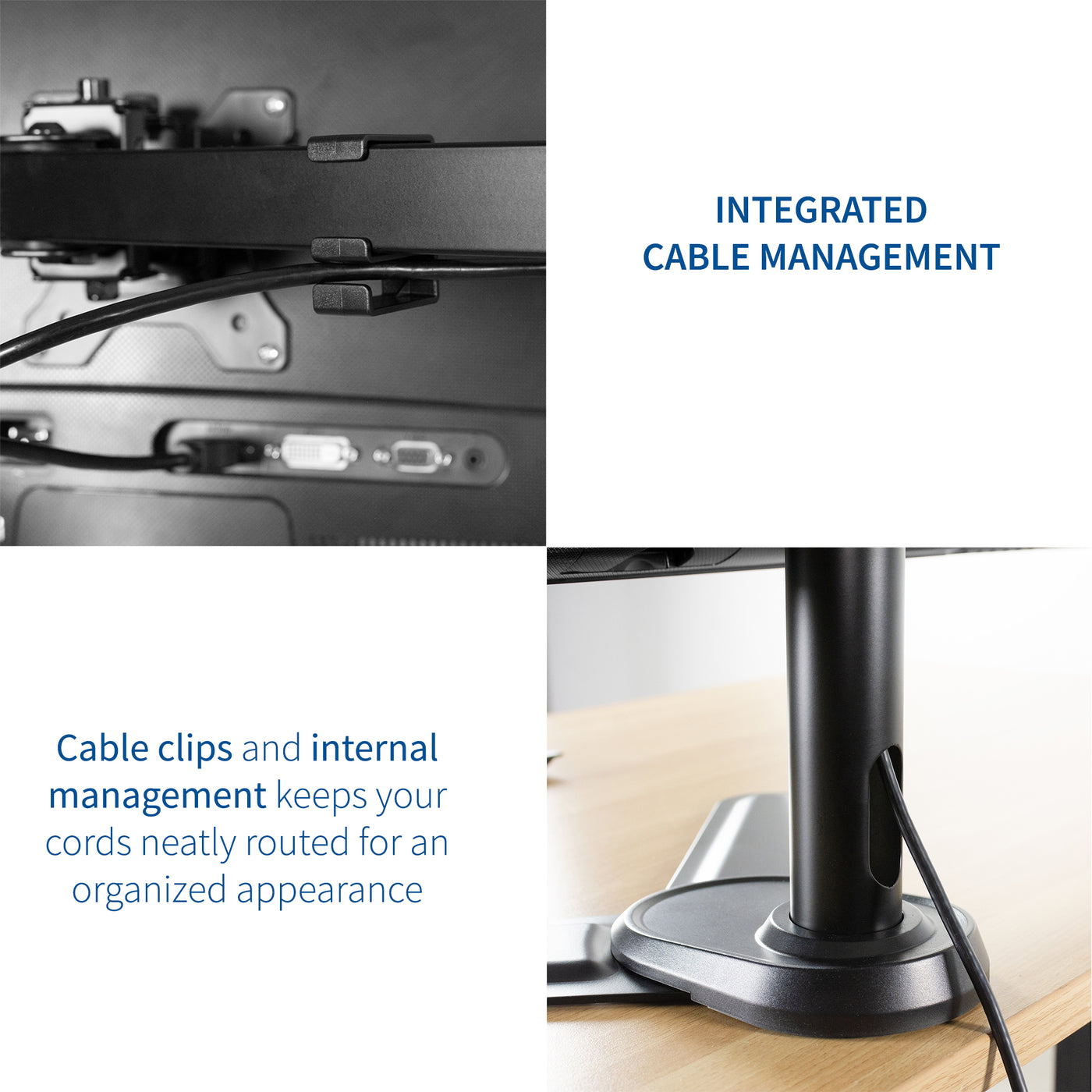 Triple Monitor Desk Stand cable management