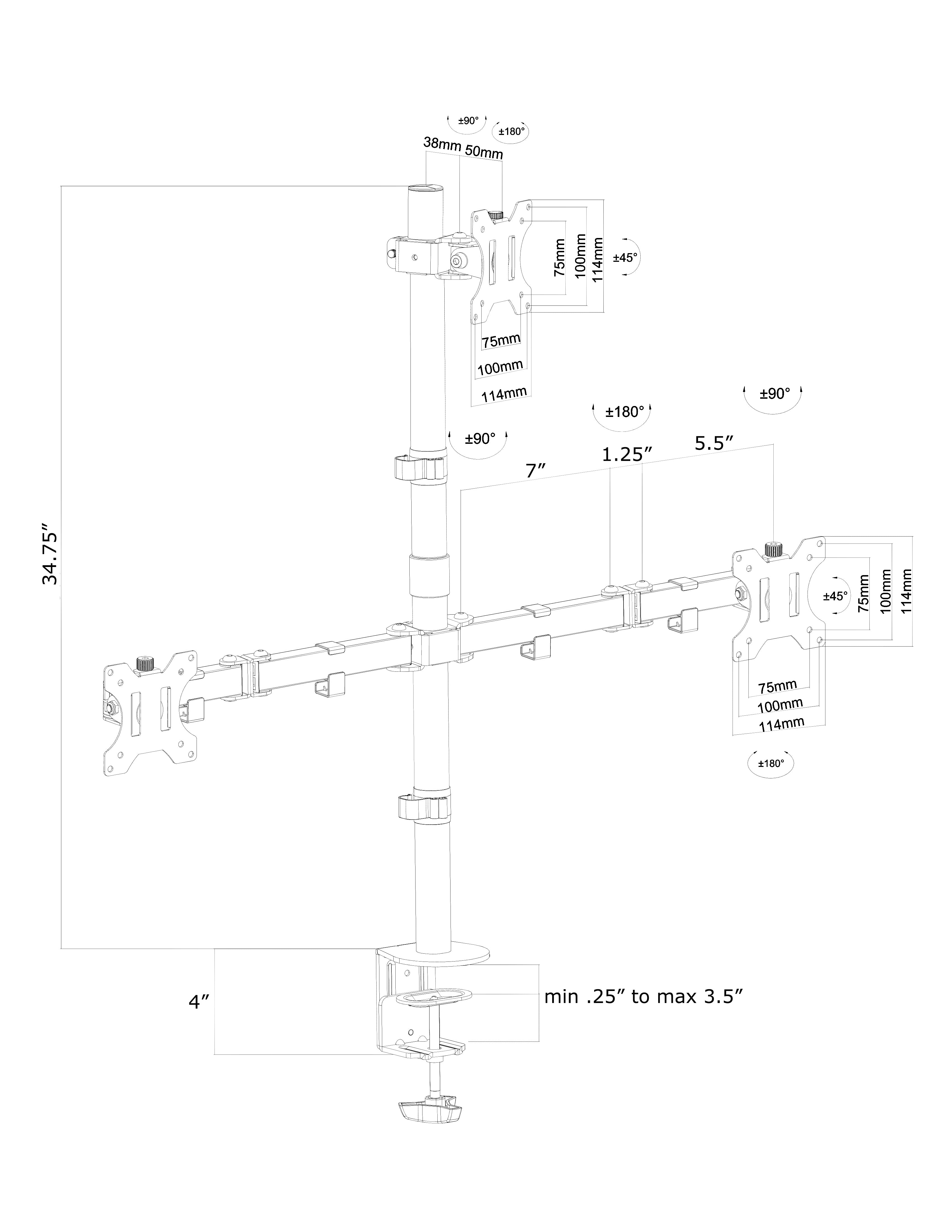 Triple Monitor Desk Mount