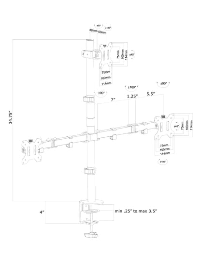 Triple Monitor Desk Mount