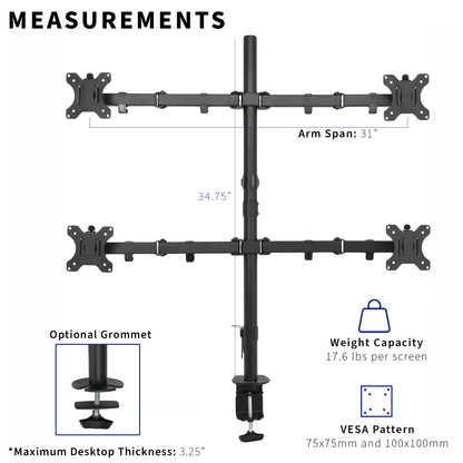 Quad Monitor Desk Mount