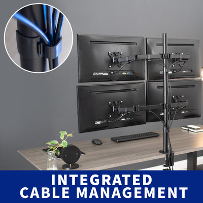 Quad Monitor Desk Mount with Cable Management