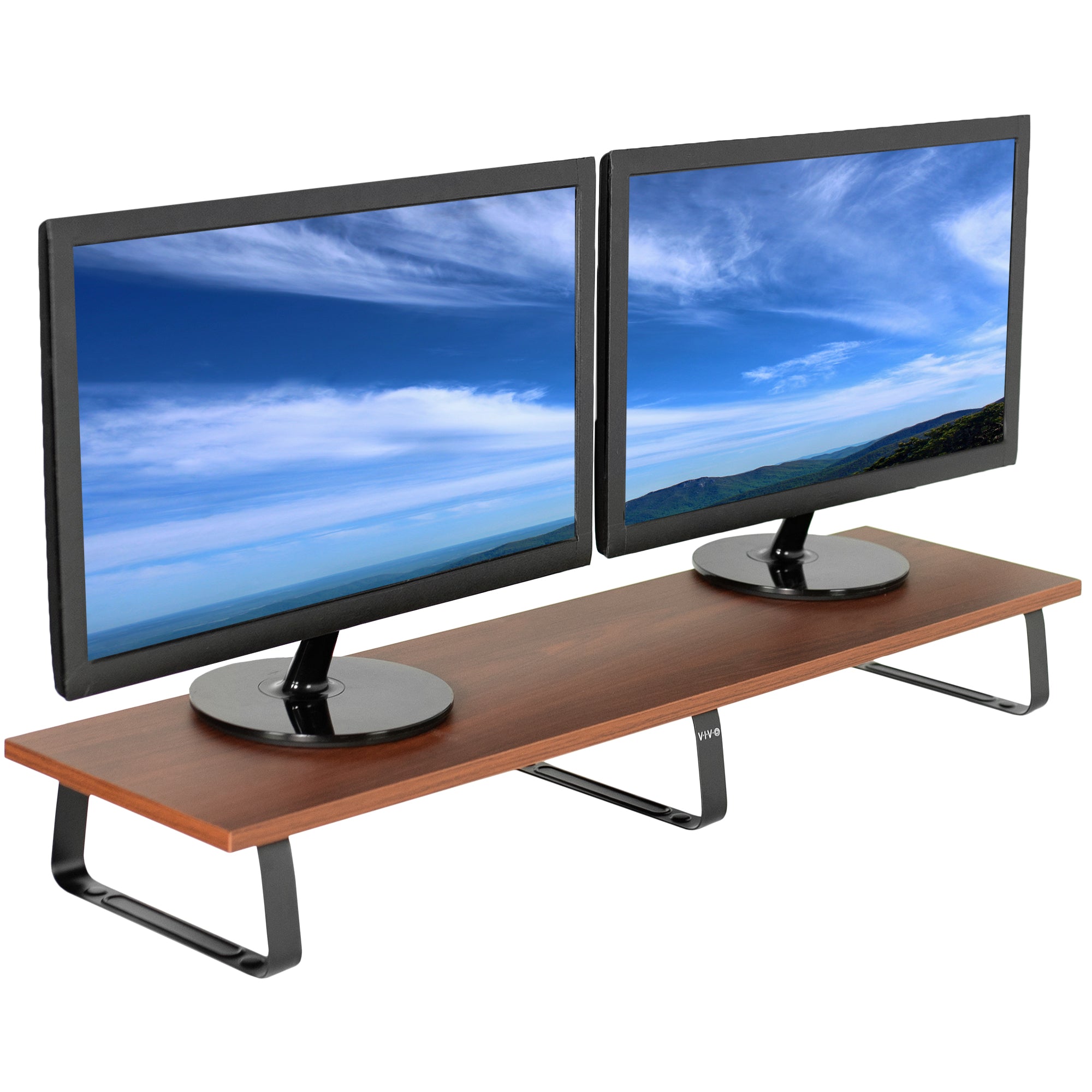 Sturdy tabletop riser for laptop or monitor for comfortable viewing.