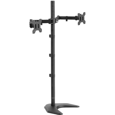 Extra tall sturdy adjustable dual monitor ergonomic desk stand for office workstation.