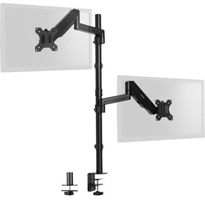 Sturdy pneumatic arm dual monitor extra tall desk mount.